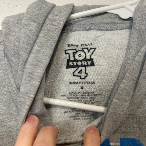 Disney Pixar Toy Sweatshirt Hoodie Toddler 4 Woody Buzz Forky Gray Pockets - Picture 4 of 4